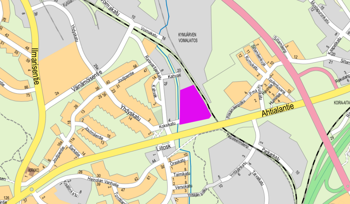 Kartalla alue Koksikatu 8 tontista