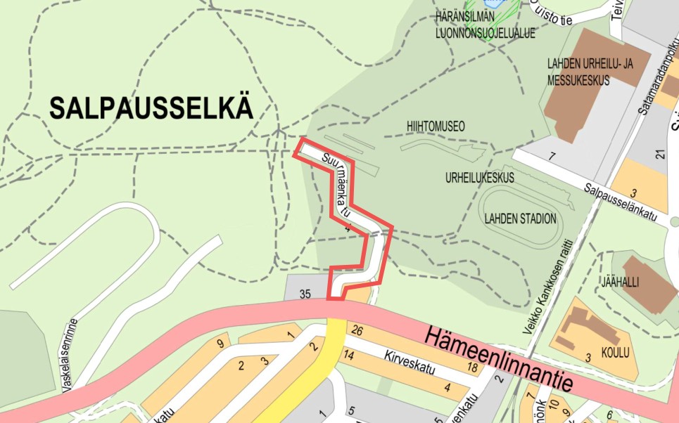 Suurmäenkatu, suunnittelualue kartalla