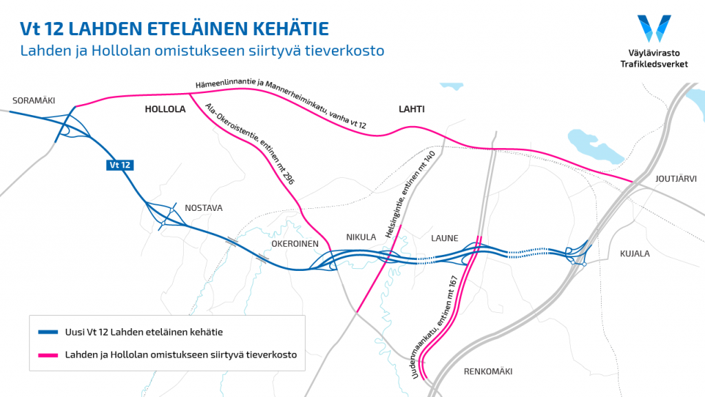 Alempaa maantieverkkoa siirtyy Lahden ja Hollolan omistukseen.