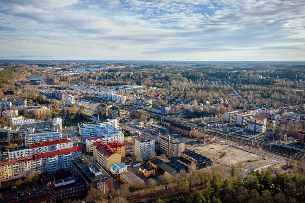 Lahden radan alue ilmasta kuvattuna